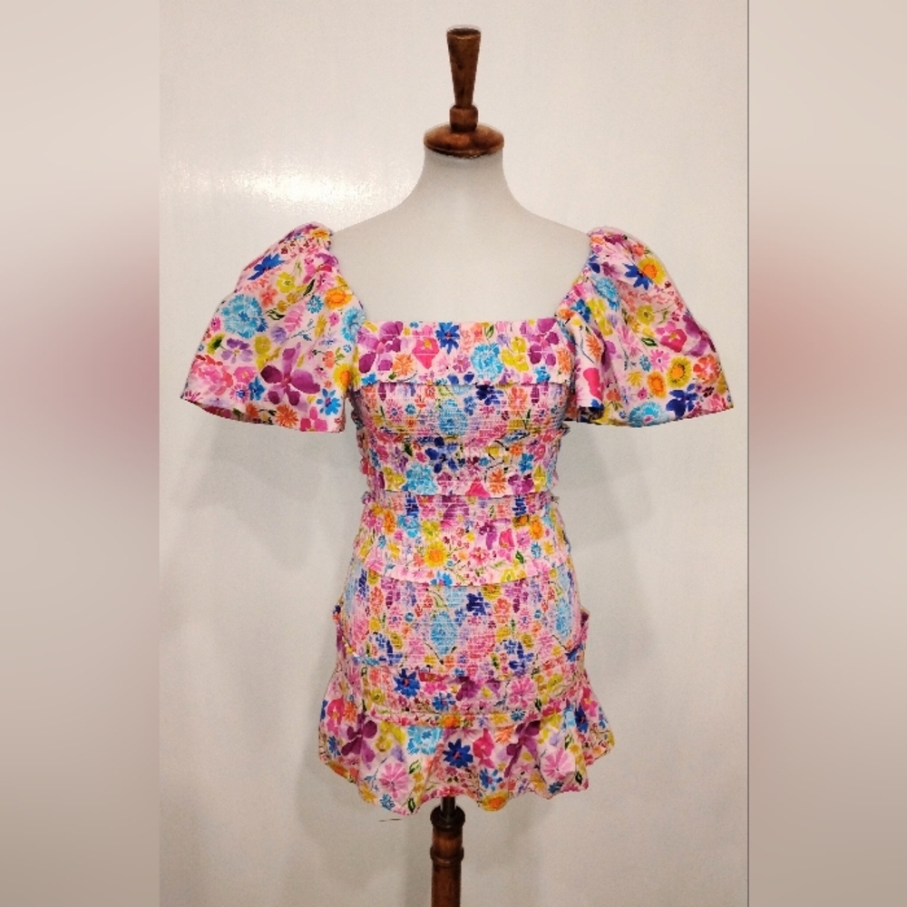 CAKE FOR DINNER ELASTIC FLORAL MINI DRESS